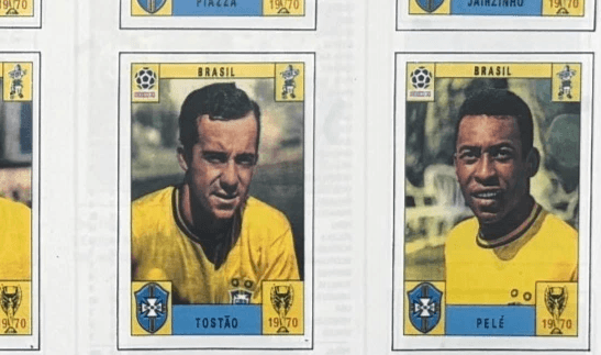 1970 թվականի Panini ալբոմի Բրազիլիայի սթիքերներ՝ Տոստաոյի և Պելեի